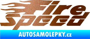 Samolepka Fire speed nápis s plameny měděná metalíza