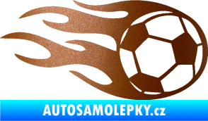 Samolepka Fotbalový míč 004 pravá v plamenech měděná metalíza