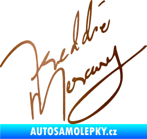 Samolepka Fredie Mercury podpis měděná metalíza