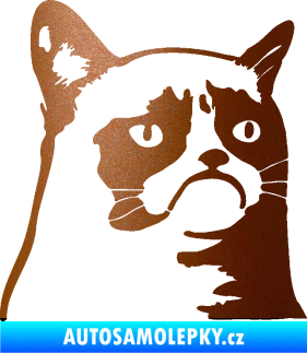 Samolepka Grumpy cat 002 pravá měděná metalíza