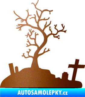 Samolepka Halloween 019 levá hřbitov měděná metalíza