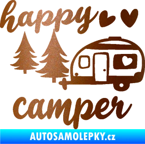 Samolepka Happy camper levá cestování měděná metalíza