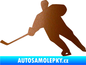 Samolepka Hokejista 014 levá měděná metalíza