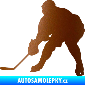 Samolepka Hokejista 016 levá měděná metalíza