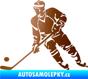 Samolepka Hokejista 027 levá měděná metalíza