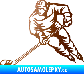 Samolepka Hokejista 030 levá měděná metalíza