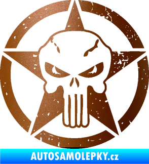 Samolepka Hvězda army 011 levá s lebkou měděná metalíza