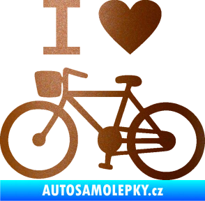 Samolepka I love cycling levá měděná metalíza