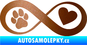 Samolepka Infinity 002 srdce a tlapka pravá měděná metalíza