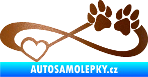 Samolepka Infinity 003 levá srdce a tlapky měděná metalíza