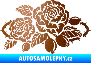 Samolepka Interiér 004 pravá růže šípková měděná metalíza