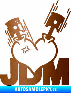 Samolepka JDM heart  měděná metalíza