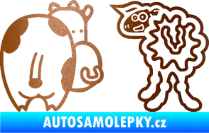 Samolepka JDM kravička a ovečka 001 levá měděná metalíza