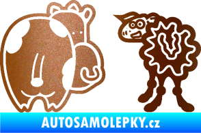 Samolepka JDM kravička a ovečka 002 levá měděná metalíza