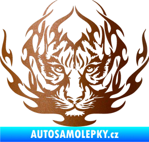 Samolepka Kapota 033 tygr v plamenech měděná metalíza
