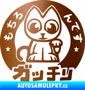 Samolepka Kočička lucky cat JDM 002  měděná metalíza