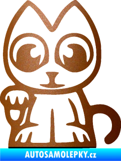Samolepka Kočička lucky cat JDM levá měděná metalíza