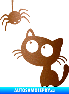 Samolepka Kočička s pavoukem levá měděná metalíza