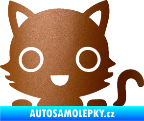 Samolepka Kočka 014 pravá kočka v autě měděná metalíza