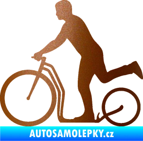 Samolepka Koloběžka 001 levá jízda  měděná metalíza