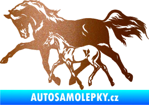 Samolepka Koníci 003 levá kobylka s hříbětem měděná metalíza