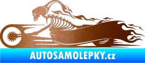 Samolepka Kostra na motorce s plameny levá měděná metalíza