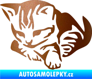 Samolepka Koťátko 003 levá měděná metalíza