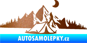 Samolepka Krajina hory 023 pravá kempování měděná metalíza
