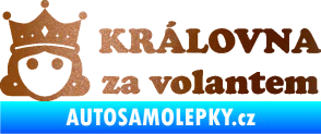 Samolepka Královna za volantem nápis měděná metalíza