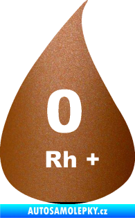 Samolepka Krevní skupina 0 Rh+ kapka měděná metalíza