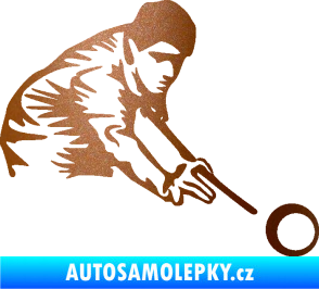 Samolepka Kulečník 001 pravá hráč s tágem měděná metalíza