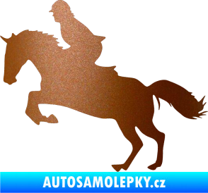 Samolepka Kůň 014 levá skok s jezdcem měděná metalíza