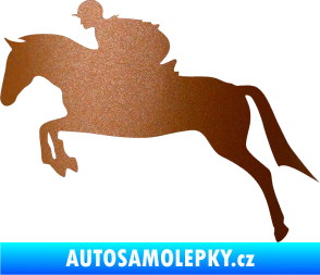 Samolepka Kůň 020 levá skok s jezdcem měděná metalíza