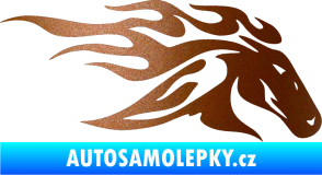 Samolepka Kůň 022 pravá hlava s plameny měděná metalíza