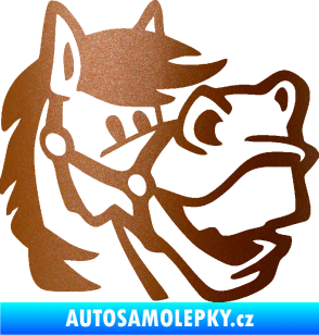 Samolepka Kůň 041 pravá veselý  měděná metalíza