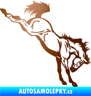 Samolepka Kůň 052 pravá vykopává zadní nohy měděná metalíza
