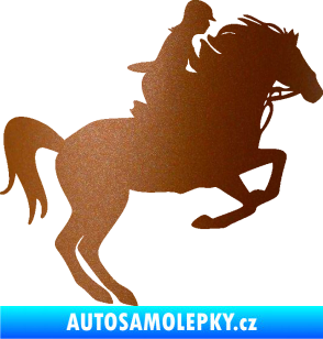 Samolepka Kůň 091 pravá skok měděná metalíza