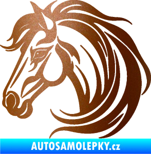 Samolepka Kůň 103 levá hlava měděná metalíza