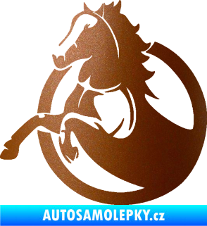 Samolepka Kůň 105 levá ve skoku měděná metalíza