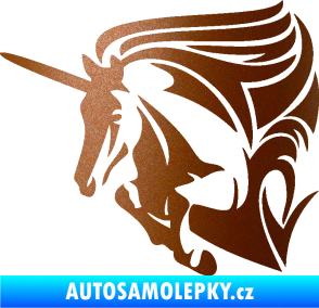 Samolepka Kůň jednorožec 001 levá měděná metalíza