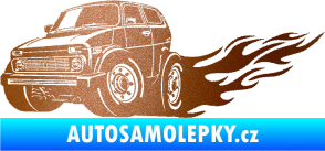 Samolepka Lada auto s plameny levá měděná metalíza
