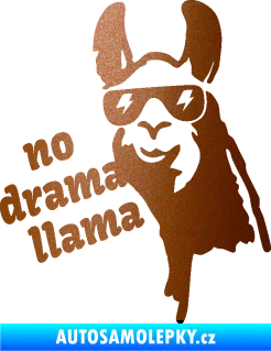Samolepka Lama 005 no drama llama  měděná metalíza