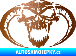 Samolepka Lebka 027 levá se zahnutými rohy měděná metalíza