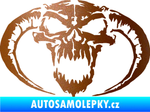 Samolepka Lebka 027 pravá se zahnutými rohy měděná metalíza
