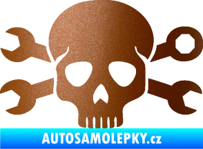 Samolepka Lebka 030 pravá mechanik měděná metalíza