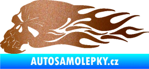 Samolepka Lebka 050 levá v plamenech měděná metalíza