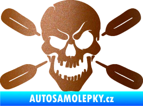 Samolepka Lebka 053 levá s pádly měděná metalíza