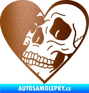 Samolepka Lebka 062 levá v srdíčku měděná metalíza