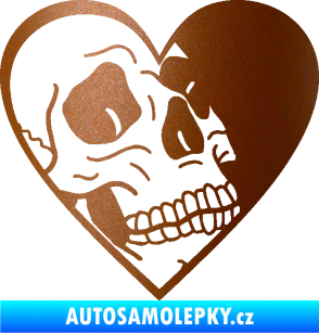 Samolepka Lebka 062 pravá v srdíčku měděná metalíza