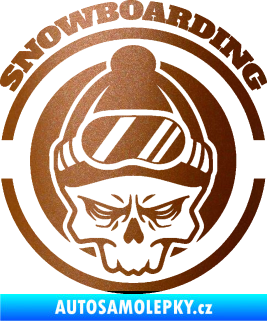 Samolepka Lebka snowboarding měděná metalíza